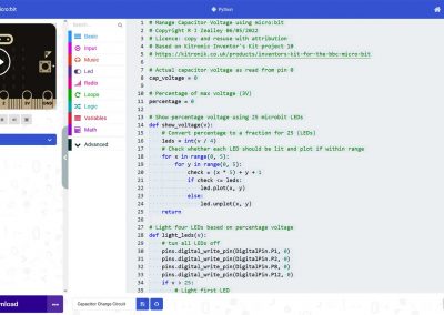 MkeCode Python code for capacitor charging